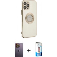 İlk El Grup Ieg™ iPhone 12 Pro Max Iz Form Serisi - Siyah 5d Eko Cam Ekran Koruyucu + Sarı Neon Fosforlu Kamera Lens