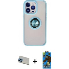 İlk El Grup Ieg™ iPhone 13 Pro Max Yörünge Çizgi - Siyah 18D Cam Ekran Koruyucu + Mavi Rainbow Kamera Lens Koruma Cam