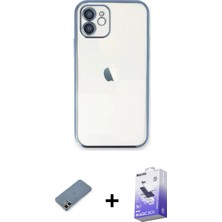 İlk El Grup Ieg™ iPhone 12 Vadi Minimal - Siyah Bilvis 5in1 5d Magic Hayalet Cam Ekran Koruyucu + Gold Metal Kamera Lens Koruma Cam