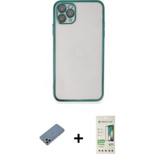 İlk El Grup Ieg™ iPhone 11 Pro Vadi Minimal - Siyah 20D Premium Cam Ekran Koruyucu + Sierra Blue Shine Kamera Lens Koruma Cam