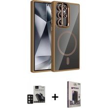 İlk El Grup Ieg™ Galaxy S24 Ultra Yadigar Asil Koleksiyonu - Siyah Bilvis Hayalet Cam Ekran Koruyucu + Derin Mor Pvd Metal Kamera Lens