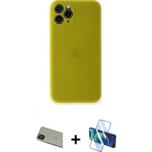 İlk El Grup Ieg™ iPhone 11 Pro Max Yadigar Yansıma Serisi - Siyah 3D Antistatik Cam Ekran Koruyucu + Yeşil Rainbow Kamera Lens Koruma Cam