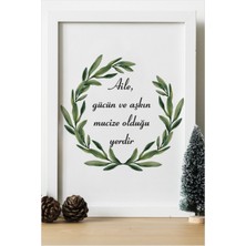 Hediyenza Aile Gücün ve Aşkın Mucize Olduğu Yerdir Ahşap 24X33 cm Tasarım Çerçeve
