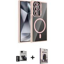İlk El Grup Ieg™ Galaxy S24 Ultra Yadigar Asil Koleksiyonu - Siyah Bilvis Hayalet Cam Ekran Koruyucu + Derin Mor Pvd Metal Kamera Lens