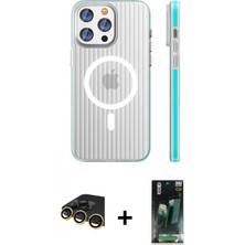 İlk El Grup Ieg™ iPhone 14 Pro Max Pusula Minimal Koleksiyonu - Şeffaf 360 Full Body Arka Koruyucu + Gold Raze Metal Kamera Lens