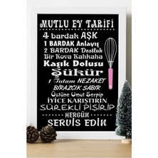 Hediyenza Mutlu Ev Tarifi Ahşap 24 x 33 cm Tasarım Tablo Çerçeve