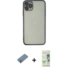 İlk El Grup Ieg™ iPhone 11 Pro Vadi Minimal - Siyah 20D Premium Cam Ekran Koruyucu + Sierra Blue Shine Kamera Lens Koruma Cam