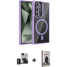 İlk El Grup Ieg™ Galaxy S24 Ultra Yadigar Asil Koleksiyonu - Siyah Bilvis Hayalet Cam Ekran Koruyucu + Derin Mor Pvd Metal Kamera Lens