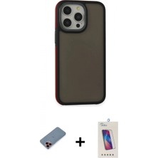 İlk El Grup Ieg™ iPhone 13 Pro Max Eksen Işık - Siyah Joko 5d Cam + Kırmızı Metal Kamera Lens Koruma Cam