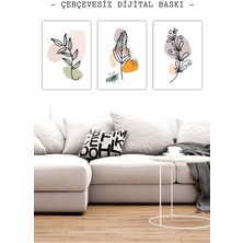 Hediyenza Çerçevesiz Fotoğraf Kağıdına Hd Poster Baskı Çizgisel Boho 3’lü Set 21*30 cm