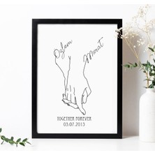 Hediyenza Couple Hand Aşk Tasarım 14 Şubat Sevgililer Günü Hediye Iskandinav Home 21X30CM Siyah Çerçeve Tablo
