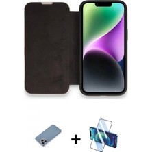 İlk El Grup Ieg™ iPhone 13 Pro Max Siluet Minimal Serisi - Siyah 3D Antistatik Cam Ekran Koruyucu + Gökkuşağı Shine Kamera Lens Koruma Cam