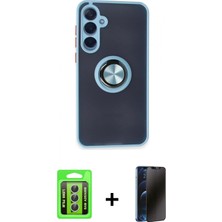 İlk El Grup Ieg™ Galaxy A25 5g Yörünge Çizgi - Siyah 3D Antistatik Hayalet Cam Ekran Koruyucu + Gümüş Raze Metal Kamera Lens