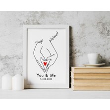 Hediyenza Valantines Day Tasarım 14 Şubat Sevgililer Günü Hediye Iskandinav Home 21X30CM Siyah Çerçeve Tablo