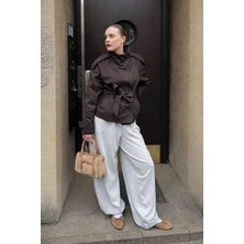 Avakado Dik Yaka Kemerli Trençkot