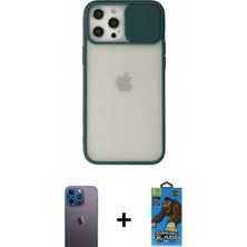 İlk El Grup Ieg™ iPhone 12 Pro Max Vadi Çizgi - Siyah 18D Cam Ekran Koruyucu + Mavi Neon Fosforlu Kamera Lens