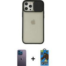 İlk El Grup Ieg™ iPhone 12 Pro Max Vadi Çizgi - Siyah 18D Cam Ekran Koruyucu + Mavi Neon Fosforlu Kamera Lens