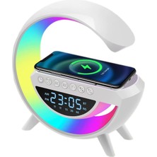 Go İthalat Kablosuz Şarjlı Hoparlör Speaker G Kasa Rgb Işıklı Saat Fm Radıo Alarm Bt USB Tf Aux (5491)