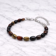 Evcikuş Kaplan Gözü Doğal Taş Bileklik – Serbest Kesim Taşlı, Zincir Uzatmalı Erkek Bileklik