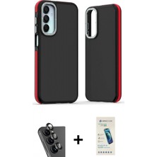 İlk El Grup Ieg™ Galaxy A25 5g Eksen Işık - Şeffaf Pasifik Cam Ekran Koruyucu + Siyah Valdez Metal Kamera Lens