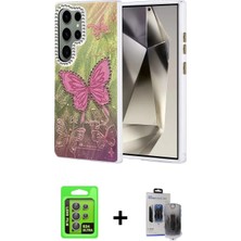 İlk El Grup Ieg™ Galaxy S24 Ultra Zirve Modern Prime - Siyah Vanessa Magic Hayalet Cam + Gri Raze Metal Kamera Lens