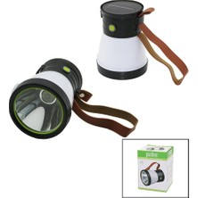 Go İthalat 2in 15W+360°SMDEL Feneri Solar- USB Şarj Powerbank 500LM Işık Ayarı Flaşör Suni Deri Kulp PT-8151 (5491)