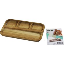 Go İthalat Akasya Dikdörtgen  4 Bölmeli=3+1  Ahşap Servis Sunum Tepsi - Tahtası  25 x 14 x 1.4cm (5491)