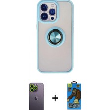 İlk El Grup Ieg™ iPhone 13 Pro Max Kılıf Yörünge Çizgi - Siyah 18D Cam Ekran Koruyucu + Yeşil Neon Fosforlu Kamera Lens