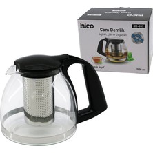 Go İthalat 1100ML Cam Demlik Çelik Süzgeçli - Plastik Kulp - Kapak - Krom Çerçeve (5491)