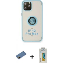 İlk El Grup Ieg™ iPhone 12 Pro Max Kılıf Yörünge Çizgi - Siyah Polymer Nano Ekran Koruyucu + Gold Shine Kamera Lens Koruma Cam