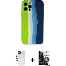 İlk El Grup Ieg™ iPhone 12 Pro Max Yadigar Çizgi - Şeffaf Temperli Cam Ekran Koruyucu + Gökkuşağı Shine Kamera Lens