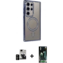 İlk El Grup Ieg™ Galaxy S24 Ultra Zirve Doku Prime - Şeffaf 360 Full Body Arka Koruyucu + Siyah Pvd Metal Kamera Lens