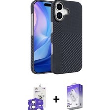 İlk El Grup Ieg™ iPhone 17 Doruk Serisi - Siyah Bilvis 5in1 3D Magic Cam Ekran Koruyucu + Lila Bilvis Titan Kamera Lens