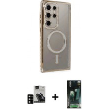 İlk El Grup Ieg™ Galaxy S24 Ultra Zirve Doku Prime - Şeffaf 360 Full Body Arka Koruyucu + Siyah Pvd Metal Kamera Lens