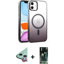İlk El Grup Ieg™ iPhone 11 Ahenk Doku Özel Seri - Şeffaf 360 Full Body Arka Koruyucu + Kırmızı Raze Metal Kamera Lens