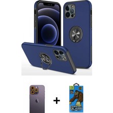 İlk El Grup Ieg™ iPhone 12 Pro Max Odak Form Prime - Siyah 18D Cam Ekran Koruyucu + Sarı Neon Fosforlu Kamera Lens