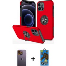 İlk El Grup Ieg™ iPhone 12 Pro Max Odak Form Prime - Siyah 18D Cam Ekran Koruyucu + Sarı Neon Fosforlu Kamera Lens