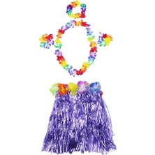 Go İthalat Luau Aloha Hawaii  Kolye Etek Taç ve Bileklik Seti Mor (5491)