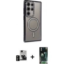 İlk El Grup Ieg™ Galaxy S24 Ultra Zirve Doku Prime - Şeffaf 360 Full Body Arka Koruyucu + Siyah Pvd Metal Kamera Lens