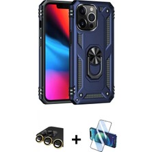 İlk El Grup Ieg™ iPhone 13 Pro Max Ahenk Klasik Koleksiyonu - Siyah 3D Antistatik Cam Ekran Koruyucu + Gold Raze Metal Kamera Lens