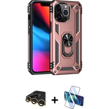 İlk El Grup Ieg™ iPhone 13 Pro Max Ahenk Klasik Koleksiyonu - Siyah 3D Antistatik Cam Ekran Koruyucu + Gold Raze Metal Kamera Lens