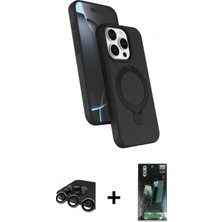 İlk El Grup Ieg™ iPhone 15 Pro Max Iz Işık Koleksiyonu - Siyah 360 Mat Full Body Arka Koruyucu + Titanyum Gri Raze Metal Kamera Lens