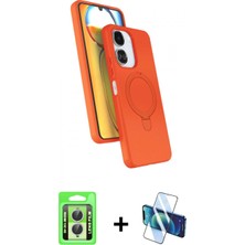 İlk El Grup Ieg™ Redmi 13C Iz Işık Koleksiyonu - Siyah 3D Antistatik Cam Ekran Koruyucu + Gümüş Raze Metal Kamera Lens