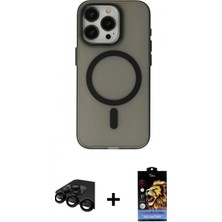 İlk El Grup Ieg™ iPhone 15 Pro Max Yadigar Işık - Siyah Buffer Hayalet Cam Ekran Koruyucu + Siyah Raze Metal Kamera Lens