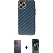 İlk El Grup Ieg™ iPhone 12 Pro Max Ahenk Işık - Siyah 360 Mat Full Body Arka Koruyucu + Beyaz Neon Fosforlu Kamera Lens