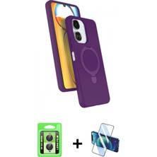 İlk El Grup Ieg™ Redmi 13C Iz Işık Koleksiyonu - Siyah 3D Antistatik Cam Ekran Koruyucu + Gümüş Raze Metal Kamera Lens
