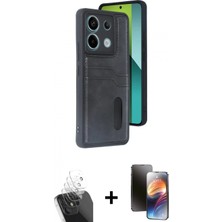 İlk El Grup Ieg™ Redmi Note 13 Pro 5g Kılıf Yörünge Işık Serisi - Siyah 3D Antistatik Mat Seramik Nano Ekran Koruyucu + Şeffaf Kamera Lens Koruma Cam