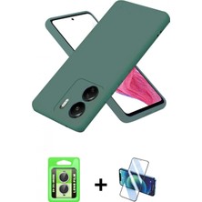 İlk El Grup Ieg™ Redmi 13C Kozmos Yansıma Özel Seri - Siyah 3D Antistatik Cam Ekran Koruyucu + Gümüş Raze Metal Kamera Lens