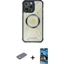 İlk El Grup Ieg™ iPhone 12 Pro Max Kutup Modern - Siyah 34D Izgaralı Cam + Sarı Renkli Kamera Lens Koruma Cam