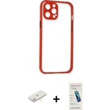 İlk El Grup Ieg™ iPhone 12 Nova Asil Özel Seri - Şeffaf Pasifik Cam Ekran Koruyucu + Sarı Renkli Kamera Lens Koruma Cam